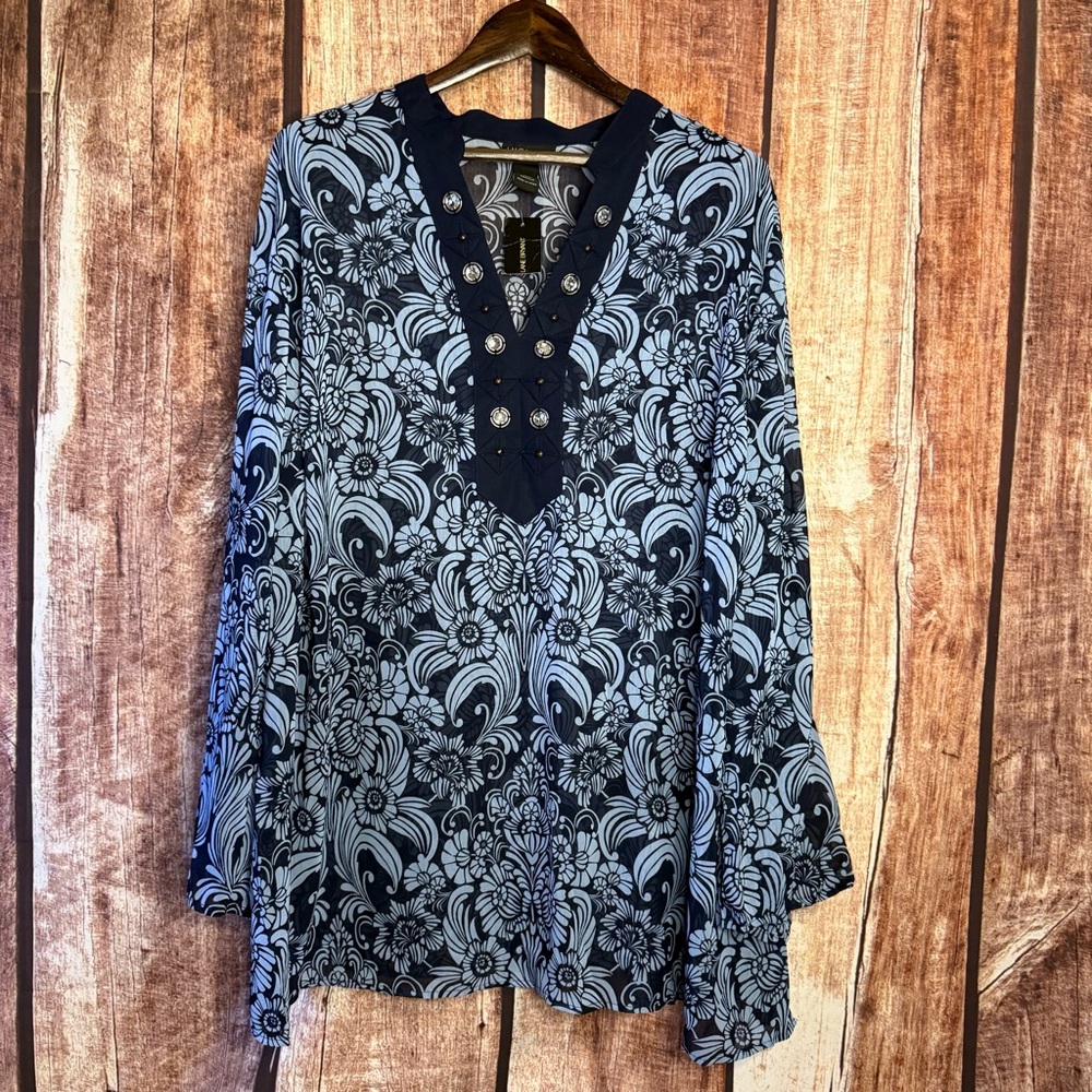 Lane Bryant blue Floral Tunic
